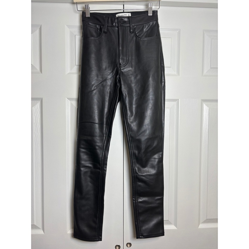Abercrombie & Fitch Faux Leather High Rise Skinny Pants Black Size 24 00